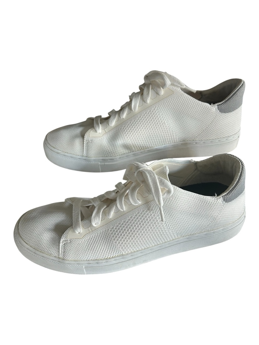 GREATS Brooklyn Royale Knit White Sneakers Grey Stripe Heel Size 10